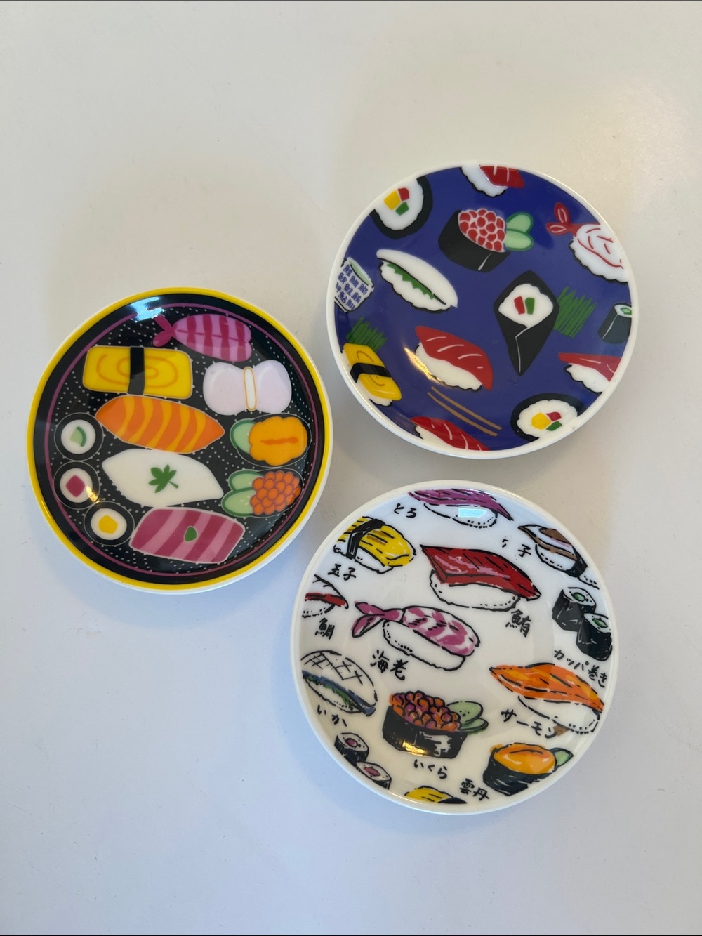 Sushi Soy Sauce Ceramic Dishes - Set of Three - Japanese Decor